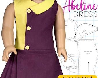 18" Doll Dress Sewing Pattern: Asymmetrical Abeline Design (PDF Pattern + Bonus)