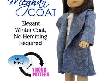Wool Felt Coat Sewing Pattern for 18 inch Doll (PDF Pattern)