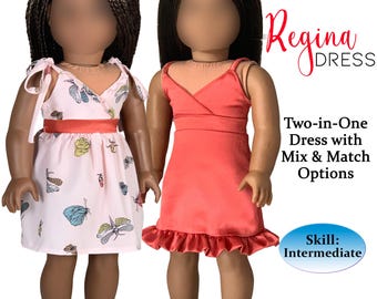 PDF-Schnittmuster für ein Kleid für 18-Zoll-Puppen: Regina-Kleid