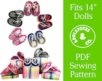 Patrón de zapatillas para muñeca de 14 pulgadas: Colección 5 en 1 (PDF)