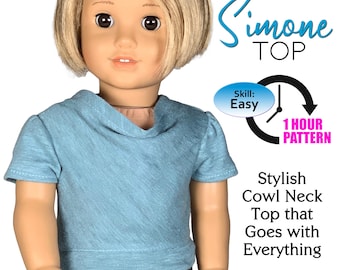 Puede incluir: Un patrón PDF para hacer un top Simone para muñecas de 46 cm. El patrón es fácil de seguir y tarda aproximadamente una hora en completarse. El top presenta un elegante cuello de chal y está diseñado para ir con todo.