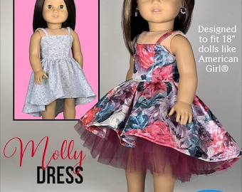 Molly Dress 18 Inch Doll Sewing Pattern PDF Pattern for 18" American Girl Dolls doll dress by Appletotes & Co.