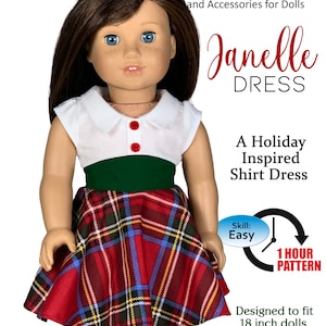 Janelle Dress Sewing Pattern for 18 Inch Dolls PDF Pattern by Appletotes & Co. -Easy Beginner Dress FREE Bonus patterns