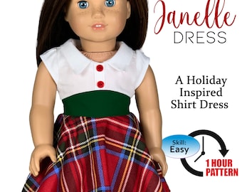 Janelle Dress Sewing Pattern for 18 Inch Dolls – Easy Beginner (PDF Pattern)
