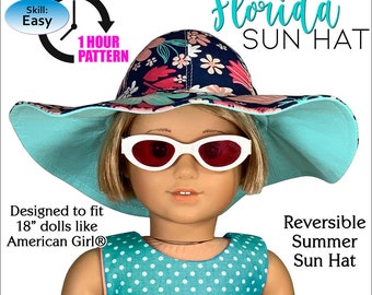 Florida Sun Hat Sewing Pattern Dolls Pattern | Fits 18" Dolls such as American Girl® Our Generation 18" Dolls Pattern