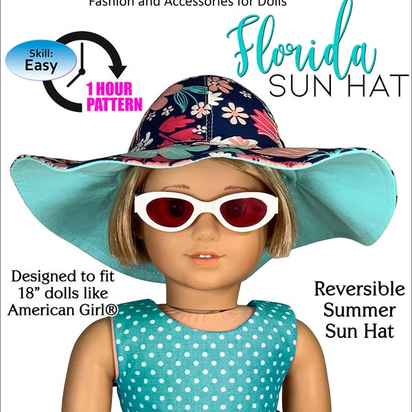 Florida Sun Hat Sewing Pattern Dolls Pattern | Fits 18" Dolls such as American Girl® Our Generation 18" Dolls Pattern