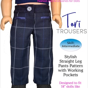 Tori Trousers Sewing Pattern for 18 inch Doll Pattern like Our Generation Girl Doll Appletotes & Co. FREE Bonus patterns