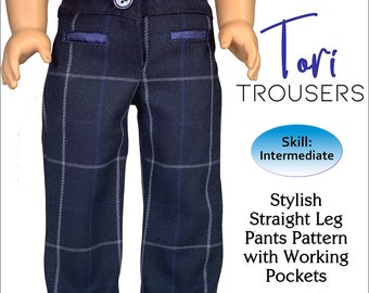 Patrón de costura de pantalones Tori para muñecas de 45 cm: Pantalones rectos (patrón en PDF)