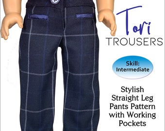 Tori Trousers Sewing Pattern for 18 inch Doll Pattern American Girl Our Generation Girl Doll Appletotes & Co. - Tori Trousers