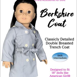 Berkshire Coat Sewing Pattern 18 Inch Dolls - Clothes PDF Sewing Pattern for American Girl - 18" Doll Clothes