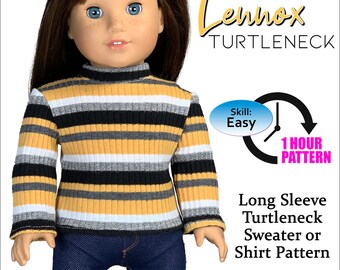 18 Inch Doll Patterns Lennox Turtleneck Sweater for 18 inch Doll Clothes Sewing Pattern for American Girl - 18" Doll Clothes PDFPattern