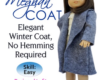 Meghan Winter Wool Felt Coat Sewing Pattern for 18 inch Doll - Clothes PDF Sewing Pattern for American Girl - 18" Doll Clothes