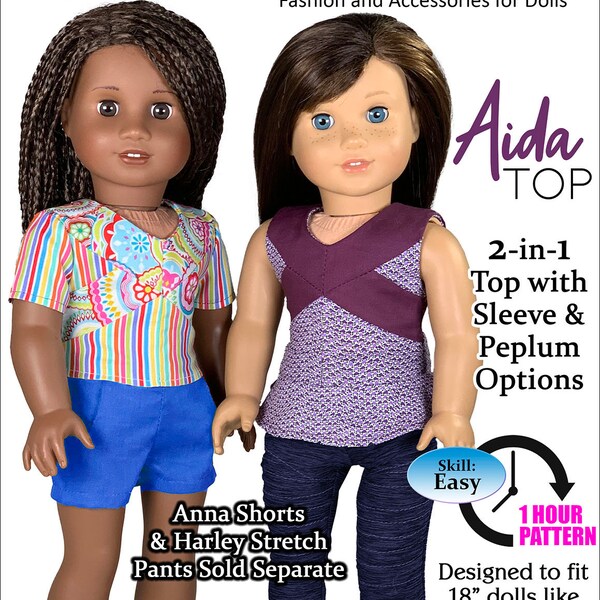 Aida Top Sewing Pattern sized for 18" dolls such as American Girl Our Generation Journey Girls 18" Dolls Pattern Appletotes & co. - Aida Top