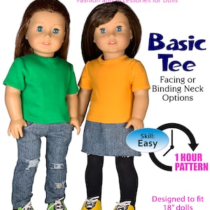 Basic Tee pattern sized for 18&quot; dolls t shirt sewing pdf Pattern Appletotes & co. FREE BONUS patterns