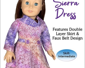 Sierra Dress Sewing Pattern for 18" Dolls: Double Skirt (PDF Pattern)