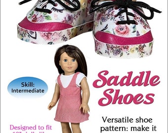 Saddle Shoes Sewing Pattern for 18 inch Dolls (PDF Pattern)