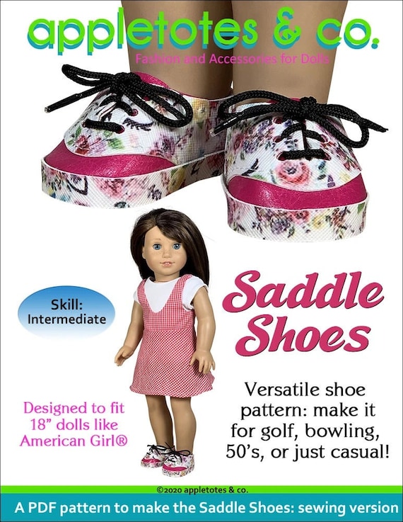 18 Inch Doll Saddle Shoes PDF Sewing Pattern: 1950s Style