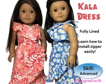 Hawaiian Kala Doll Dress PDF Sewing Pattern for 18" Dolls
