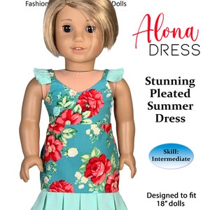 Pleated Dress PDF Doll Sewing Pattern for 18&quot; Dolls Appletotes & Co - Alona Dress Summer or spring fling outfit FREE Bonus Patterns