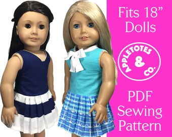 Sailor Dress Inspired Myrtle Dress PDF Pattern for 18" American Girl Dolls doll dress by Appletotes & Co. 2 styles dresses Mix and Match