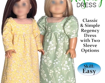 Regency Dress Sewing Pattern for 18 Inch Dolls (PDF Pattern)