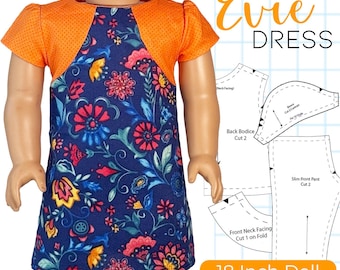 18" Doll Dress Sewing Pattern: Evie A-Line Design (PDF Pattern)