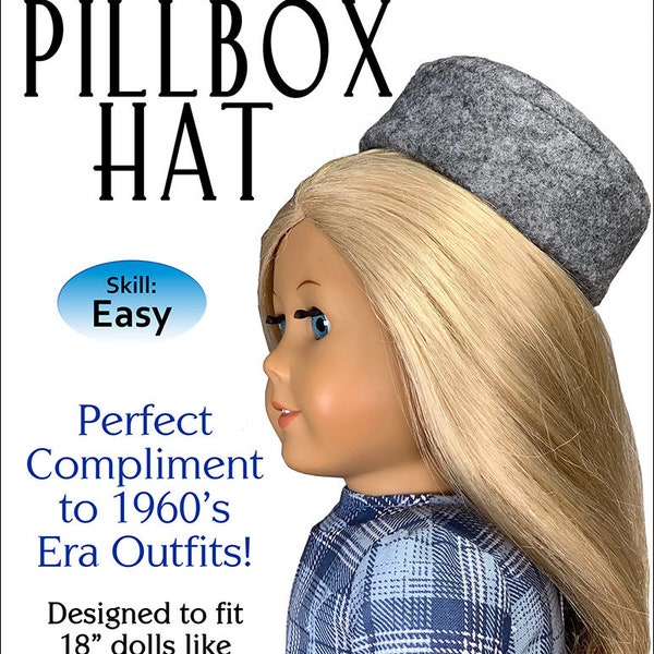 Pillbox Hat Sewing Pattern Dolls Pattern for American Girl Our Generation 18" Dolls pattern