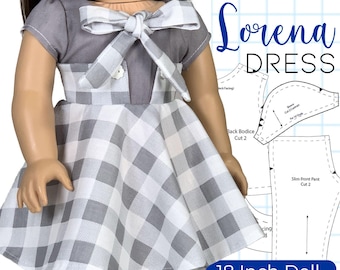 18 Inch Doll Dress Sewing Pattern: Appletotes Lorena Design (PDF Pattern) - FREE Bonus