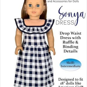Sonya Dress Sewing Pattern for 18 Inch Dolls PDF Pattern for 18&quot; Dolls by Appletotes & Co. Maxi Dress FREE Bonus patterns