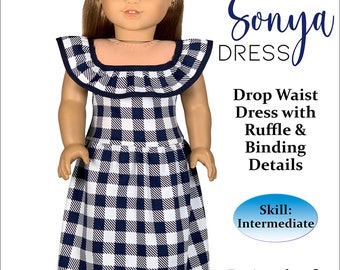 PDF-Schnittmuster für ein Maxikleid für 18-Zoll-Puppen: Sonya