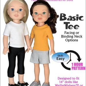 Doll Tee Sewing Pattern for 14-inch Wellie Wishers Dolls (PDF Pattern)