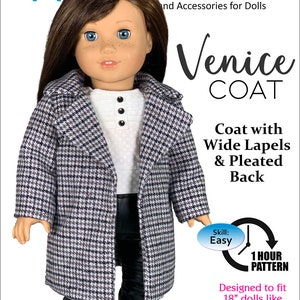 Venice Coat Sewing Pattern 18 Inch Dolls - Clothes PDF Sewing Pattern for American Girl - 18" Doll Clothes - Venice Coat