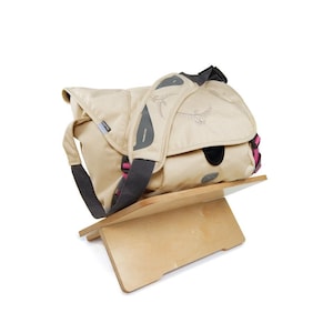 Bag Stand: wood bag storage holder for backpack, purse, shoulder bag, messenger bag
