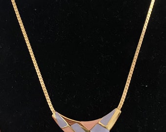 Vintage Avon Pastel Enamel Bib Necklace, Designer Vintage Jewellery