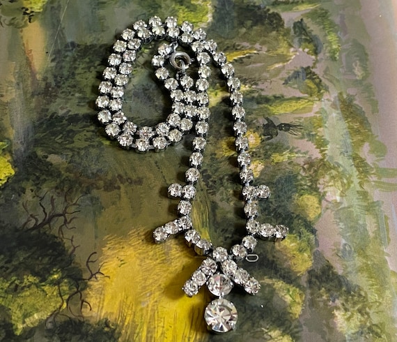 Vintage 1950s Rhinestone 16” Cocktail Necklace