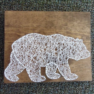 Bear String Art, Grizzly Bear String Art, Cabin Decor, Wildlife String Art, Bear Wall Decor, Bear Wall Hanging, String Art Bear, Bear Decor image 1