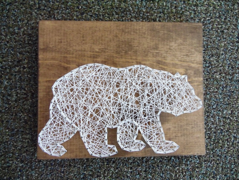 Bear String Art, Grizzly Bear String Art, Cabin Decor, Wildlife String Art, Bear Wall Decor, Bear Wall Hanging, String Art Bear, Bear Decor image 1