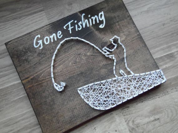 Fishing String Art, Gone Fishing String Art, String Art Fishing, String Art  Gone Fishing, String Art Fish, Fish Art, Fishing Wall Art, Fish 