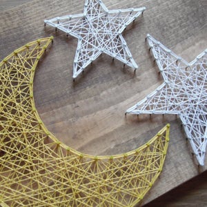 Moon String Art, Star and Moon String Art, Nursery String Art, Star ...