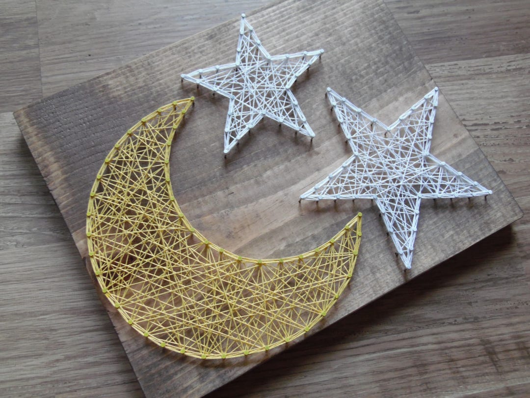 Moon String Art, Star and Moon String Art, Nursery String Art, Star