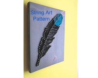 String art feather, feather string art, feather wall art, feather string art pattern, string art feather pattern, diy string art pattern