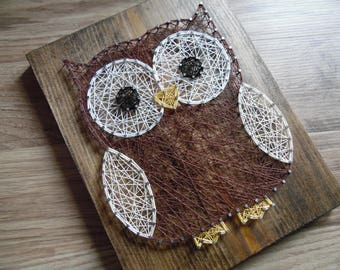 owl string art, fall string art, owl wall art, owl wall hanging, owl wall decor, string art owl, string art fall owl, string owl art, owl