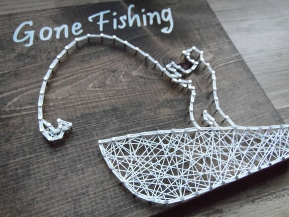 Fishing String Art, Gone Fishing String Art, String Art Fishing, String Art  Gone Fishing, String Art Fish, Fish Art, Fishing Wall Art, Fish 
