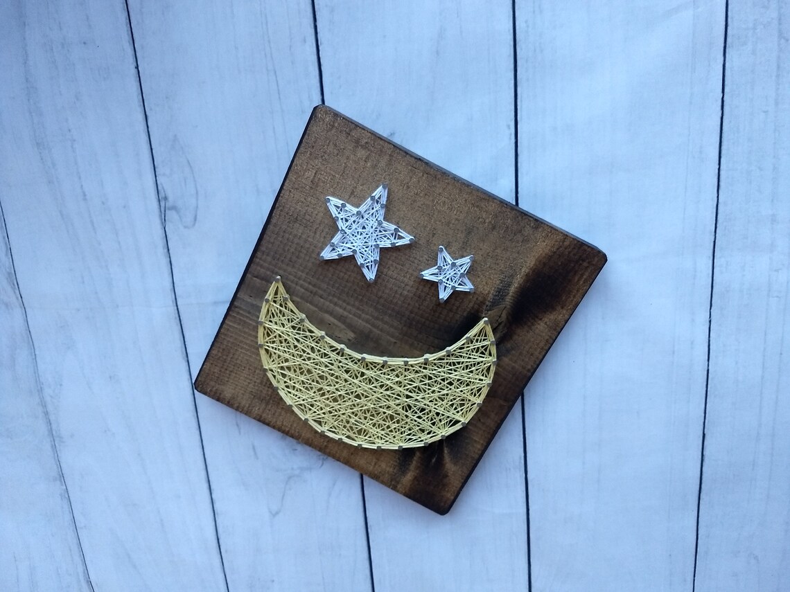 Diy String Art Kids Diy Moon Art Moon String Art Star Etsy