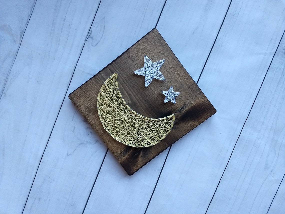 Diy String Art Kids Diy Moon Art Moon String Art Star Etsy