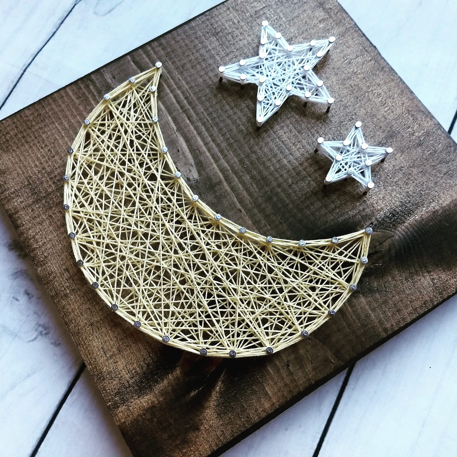 Diy String Art Kids Diy Moon Art Moon String Art Star Etsy