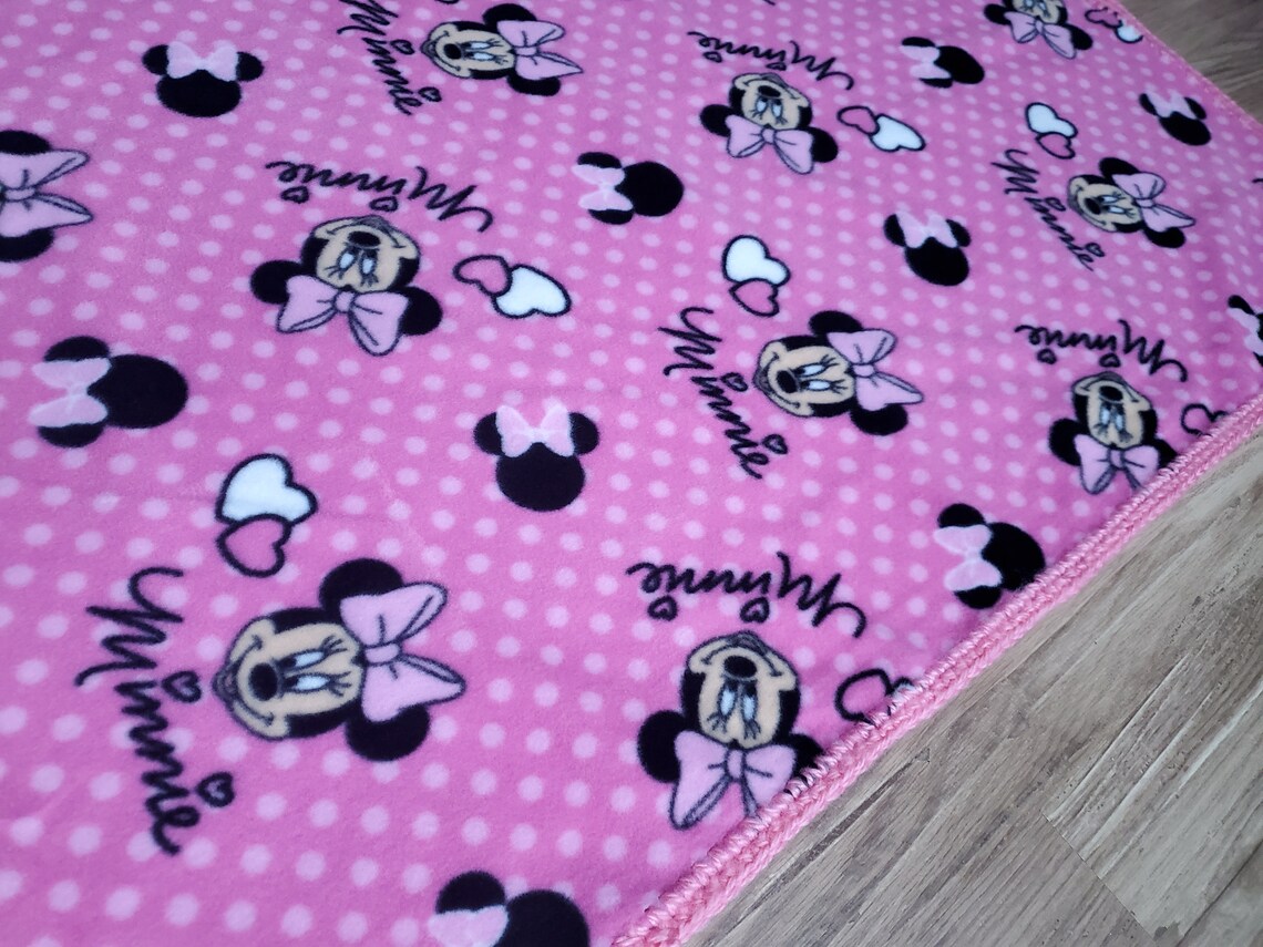 Minnie Baby Blanket Baby Girl Blanket Minnie Mouse Blanket Etsy