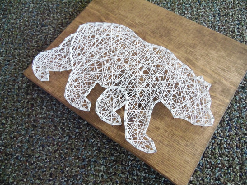 Bear String Art, Grizzly Bear String Art, Cabin Decor, Wildlife String Art, Bear Wall Decor, Bear Wall Hanging, String Art Bear, Bear Decor image 2