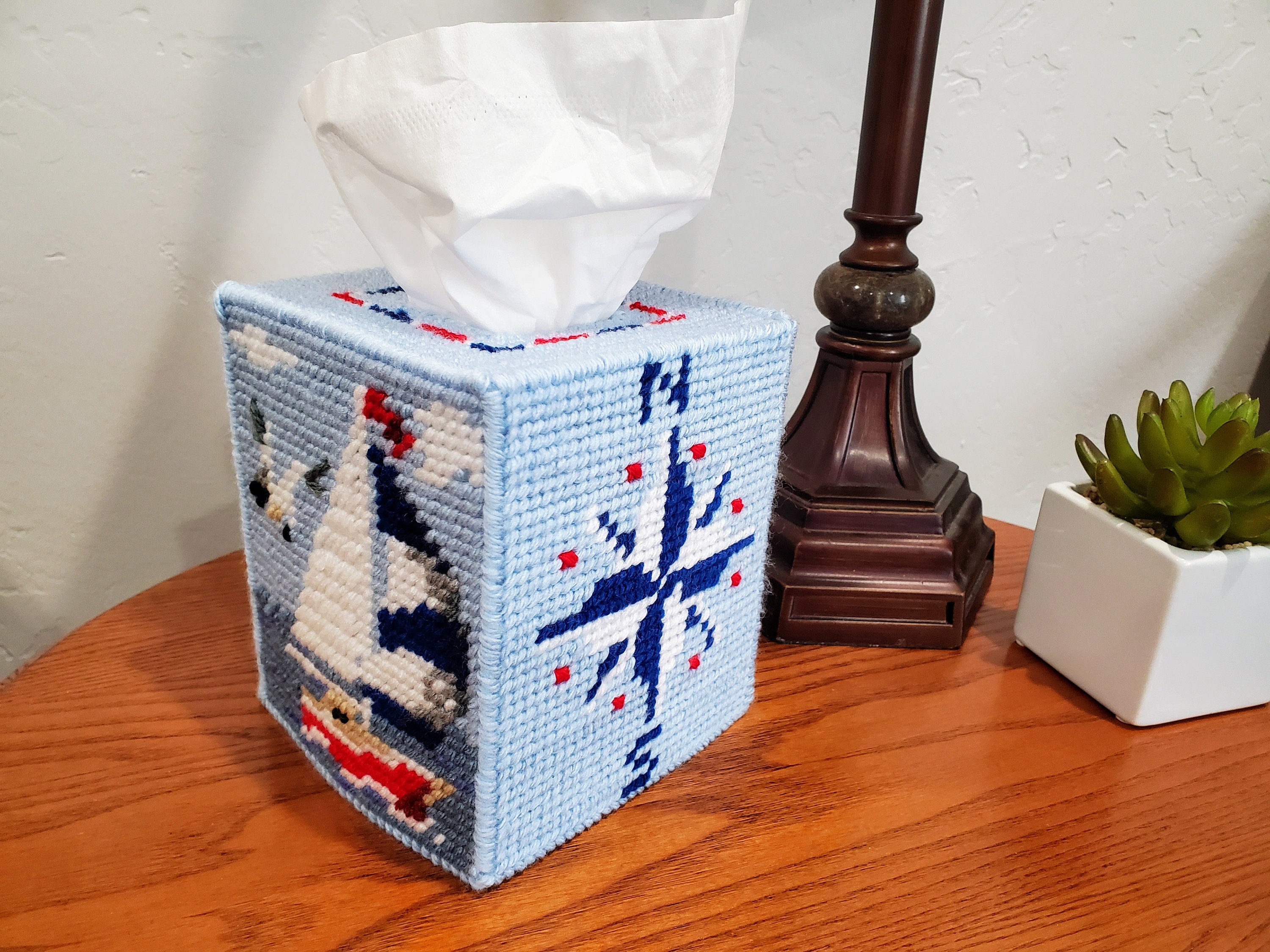 Tissue Box Cover With Anchor Striped Tissue Box Anchor -  Israel