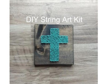 Cross string art, string art kit, mini diy kit, diy string art, kids diy craft, diy cross string art, diy kids craft, string art craft, kit